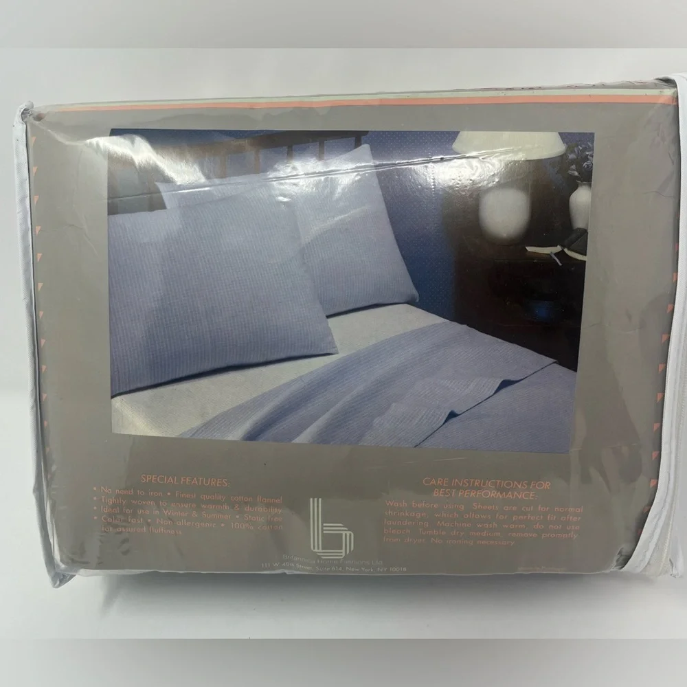 Joie de Vivre Twin 3 Piece Sheet Set Flannel Blue 100% Pure Virgin Cotton NEW